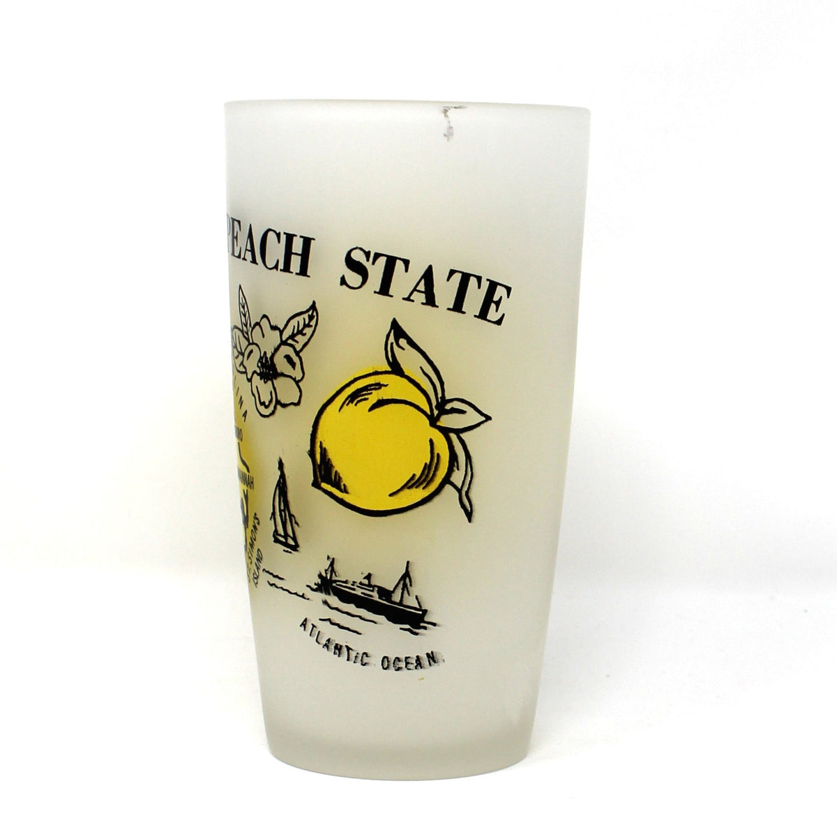 Tumbler: State Map Souvenir Glass, Georgia, Frosted, Vintage 1960s