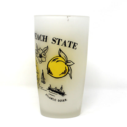 Tumbler: State Map Souvenir Glass, Georgia, Frosted, Vintage 1960s