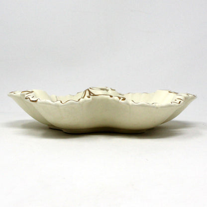 Bon Bon / Candy Dish with Handle, NIKONIKO, Leaf Shaped Dish, Hand Painted Fall Leaves, Fluted Border, Vintage