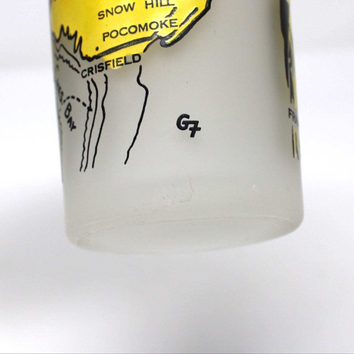 Tumbler: Hazel Atlas, State Map Souvenir Glass, Maryland, Gay Fad, Vintage 1950s