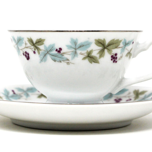Teacup and Saucer, Fine China of Japan, Vintage 6701, Grapevine, Vintage