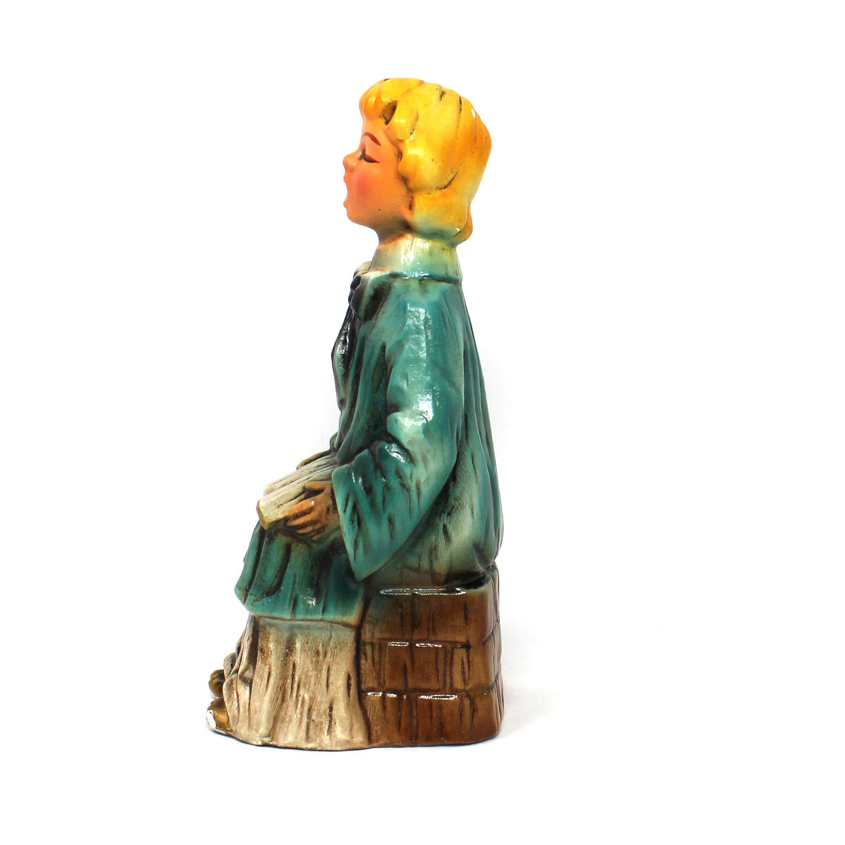 Chalkware: Choir Girl Figurine with Hymnal, Hand Painted, Japan, 1960s