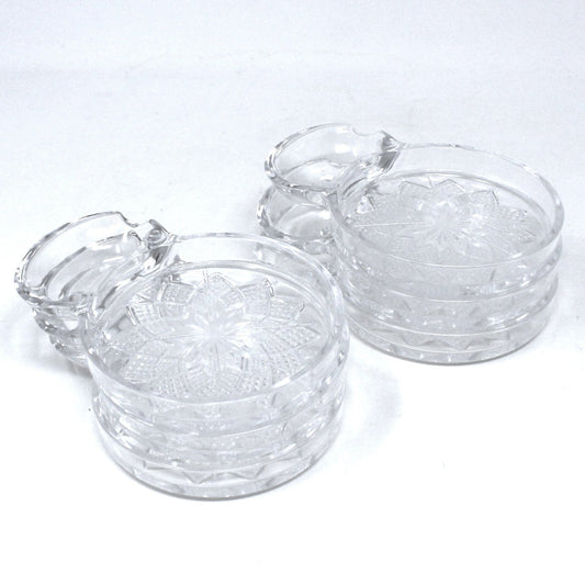 Set of 6, Vintage Fostoria Coasters with Spoon Rest. Lead Crystal, Coasters Fostoria Pattern 2490, Elegant Barware