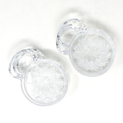 Coasters with Spoon Rest, Fostoria, Crystal Poinsettia Flower #2490 Set of 6, Vintage