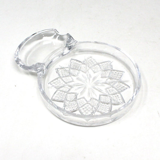 Coasters with Spoon Rest, Fostoria, Crystal Poinsettia Flower #2490 Set of 6, Vintage