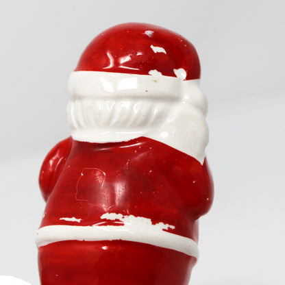 Salt Shaker: Christmas Figural Santa, Hand Painted Ceramic, Japan, Vintage 1950s