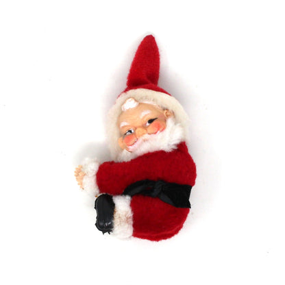 Ornaments, Santa Tree Hugger, Clip-On Flocked Santa, Christmas Collectible, Vintage