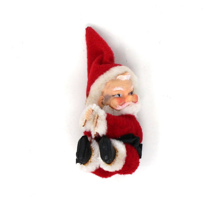 Ornaments, Santa Tree Hugger, Clip-On Flocked Santa, Christmas Collectible, Vintage