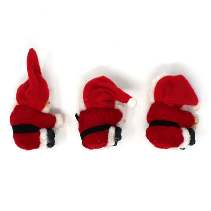 Ornaments, Santa Tree Hugger, Clip-On Flocked Santa, Christmas Collectible, Vintage