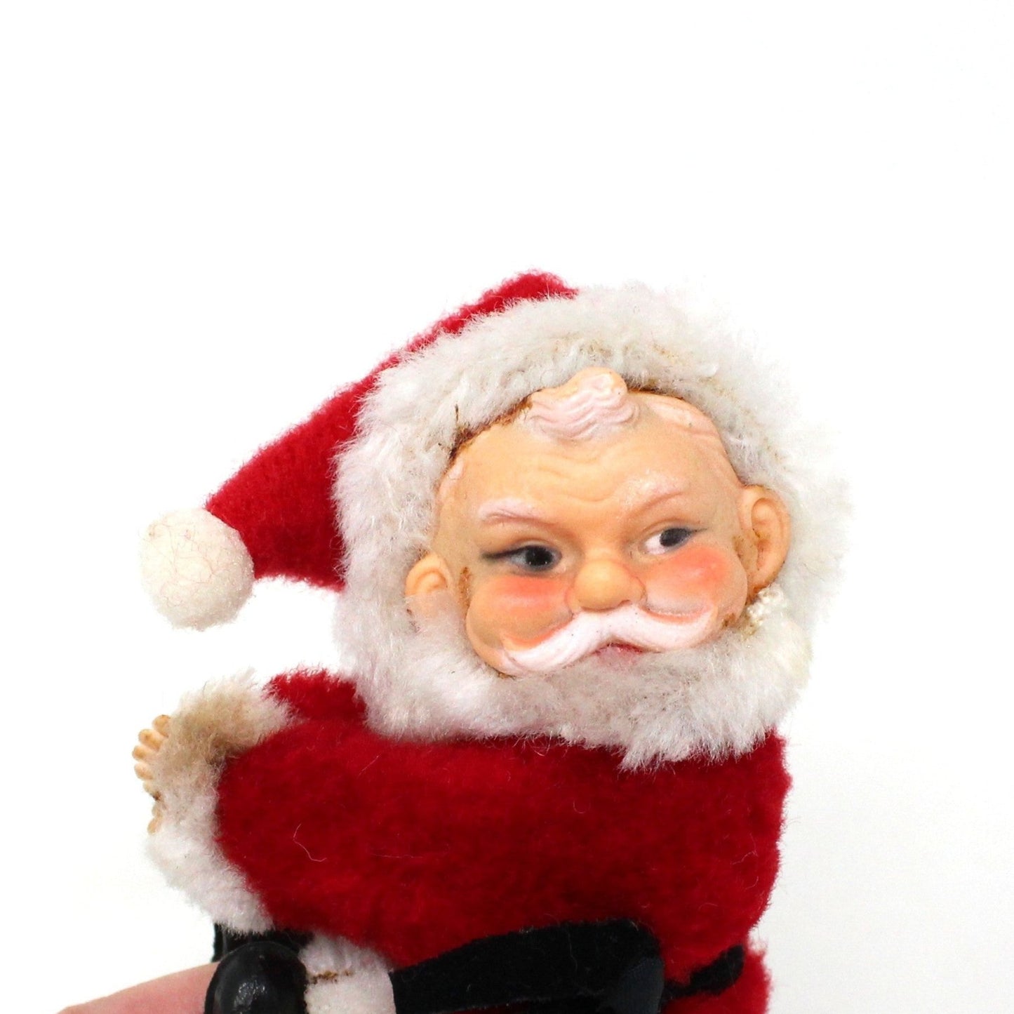 Ornaments, Santa Tree Hugger, Clip-On Flocked Santa, Christmas Collectible, Vintage