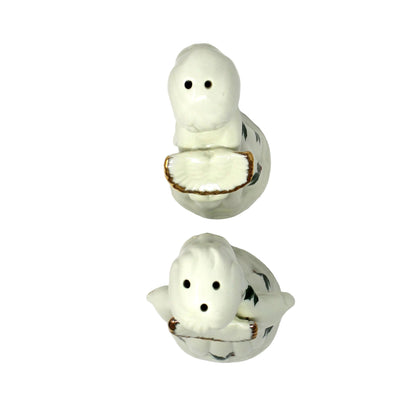 Salt and Pepper Shakers: Baum Brothers Formalities Holly Kissing Angels, Gold Trim, 1990s