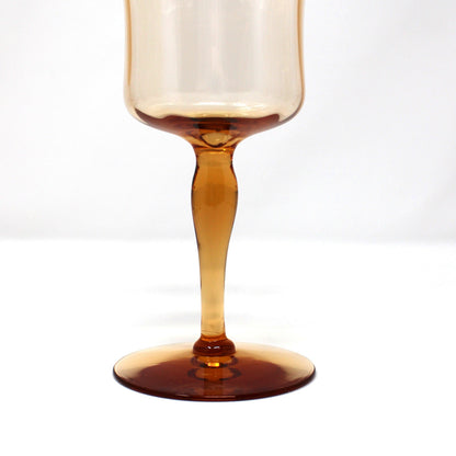 Water Goblets: Fostoria Royal Amber Set of 8, Blown Glass, Antique 1925