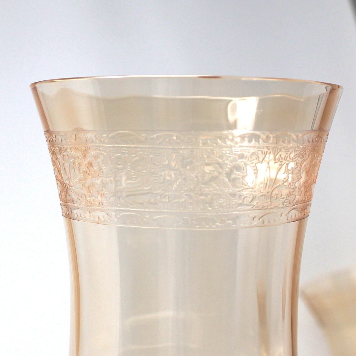 Water Goblets: Fostoria Royal Amber Set of 8, Blown Glass, Antique 1925