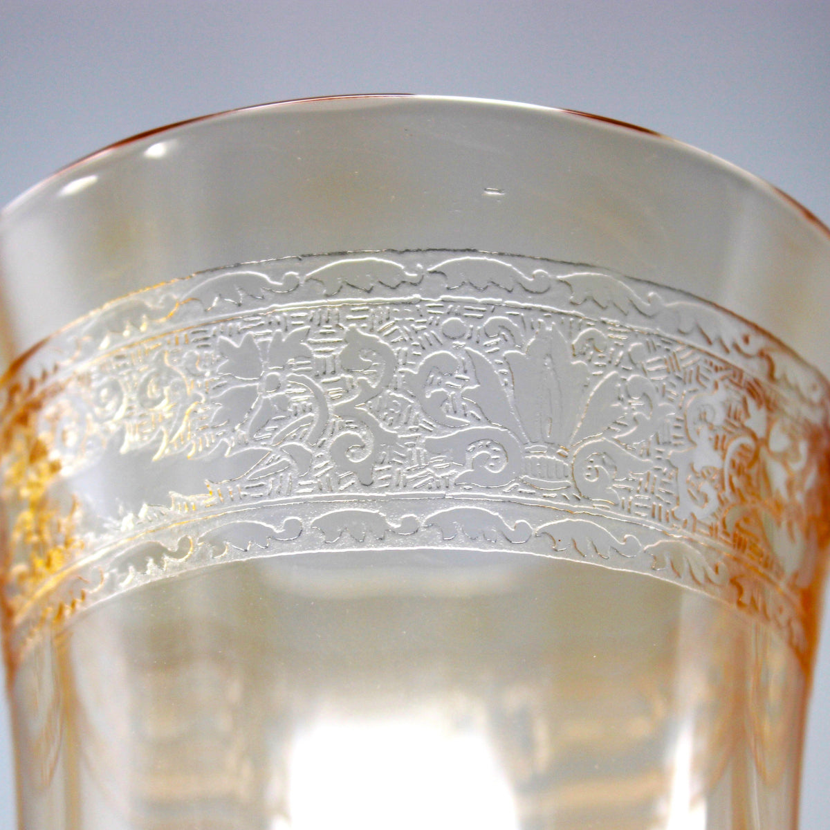 Water Goblets: Fostoria Royal Amber Set of 8, Blown Glass, Antique 1925