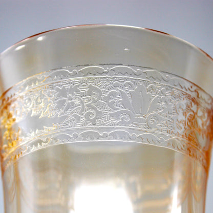Water Goblets: Fostoria Royal Amber Set of 8, Blown Glass, Antique 1925