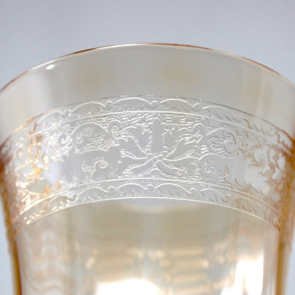 Water Goblets: Fostoria Royal Amber Set of 8, Blown Glass, Antique 1925