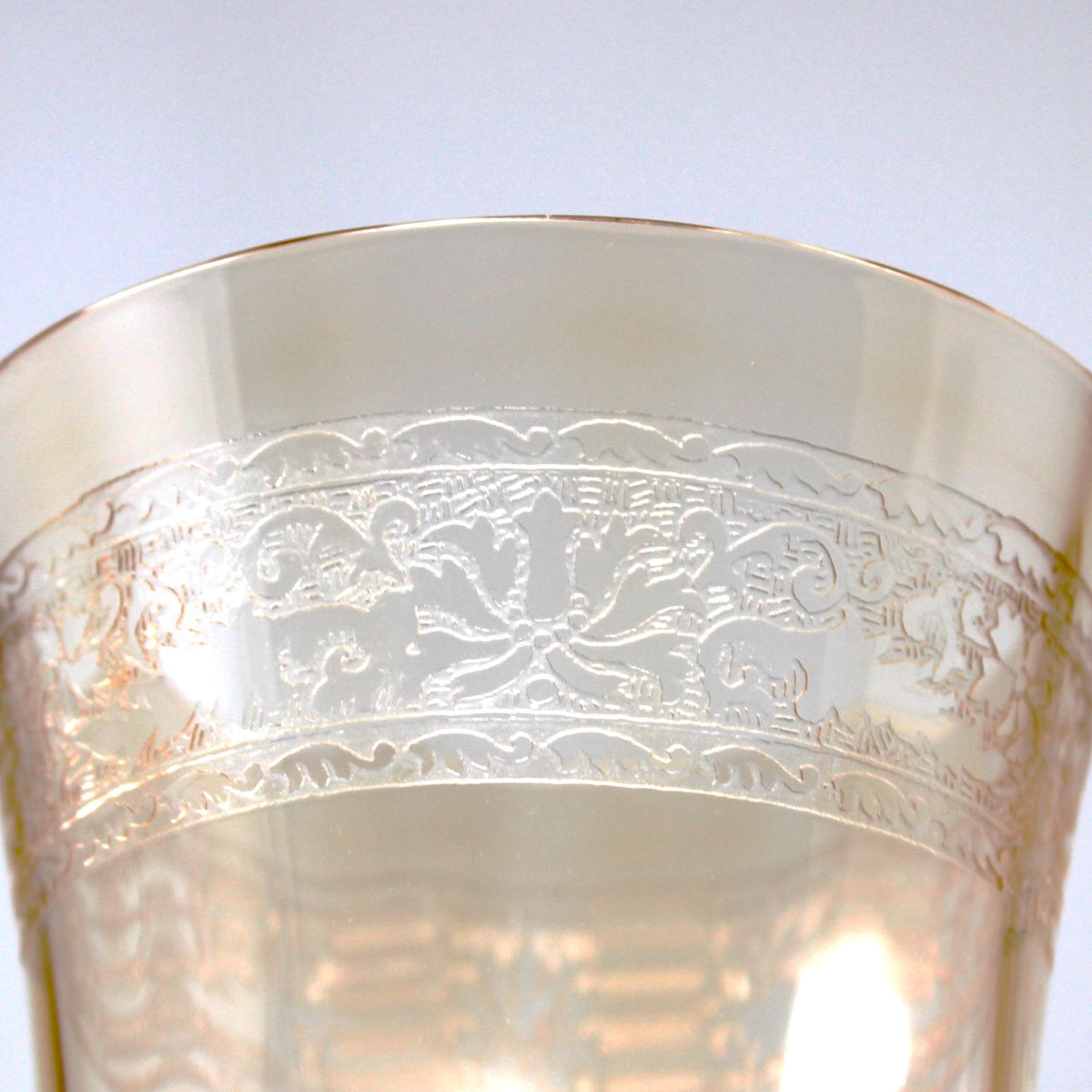 Water Goblets: Fostoria Royal Amber Set of 8, Blown Glass, Antique 1925