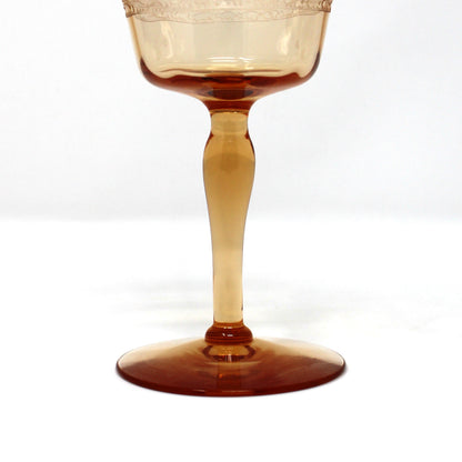 Cocktail / Liquor Glasses: Fostoria Royal Amber Set of 7, Blown Glass, Antique 1925