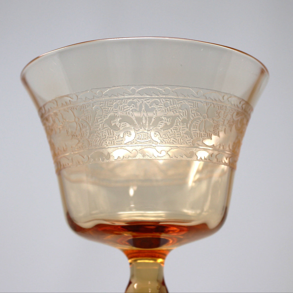 Cocktail / Liquor Glasses: Fostoria Royal Amber Set of 7, Blown Glass, Antique 1925