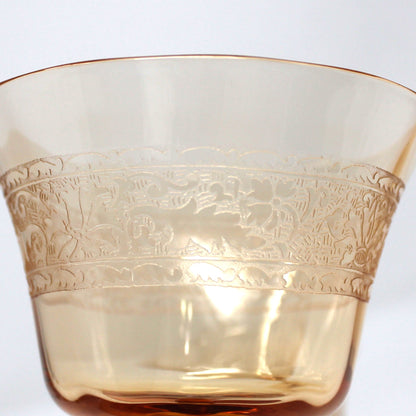 Cocktail / Liquor Glasses: Fostoria Royal Amber Set of 7, Blown Glass, Antique 1925