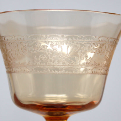 Cocktail / Liquor Glasses: Fostoria Royal Amber Set of 7, Blown Glass, Antique 1925