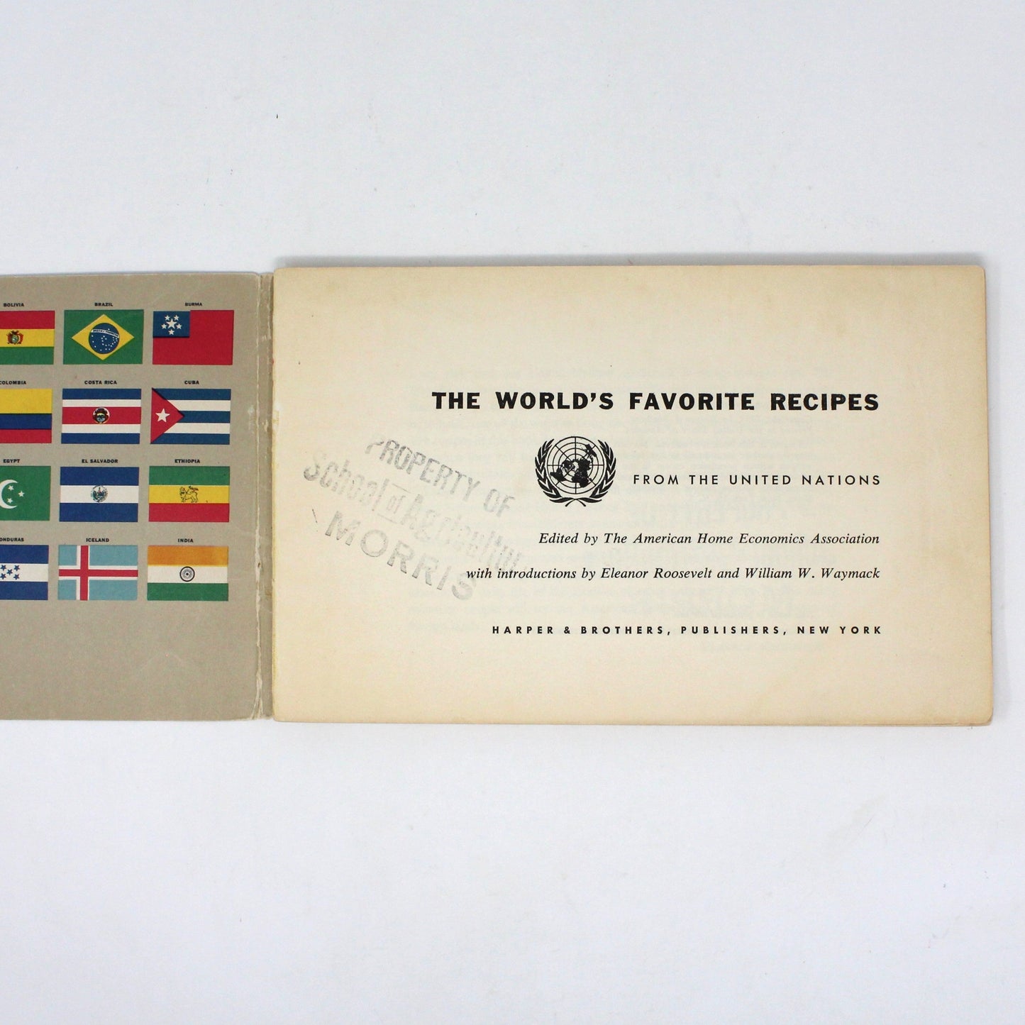 Book, The World's Favorite Recipes From The United Nations, First Edition, 1951 Paperback, Vintage