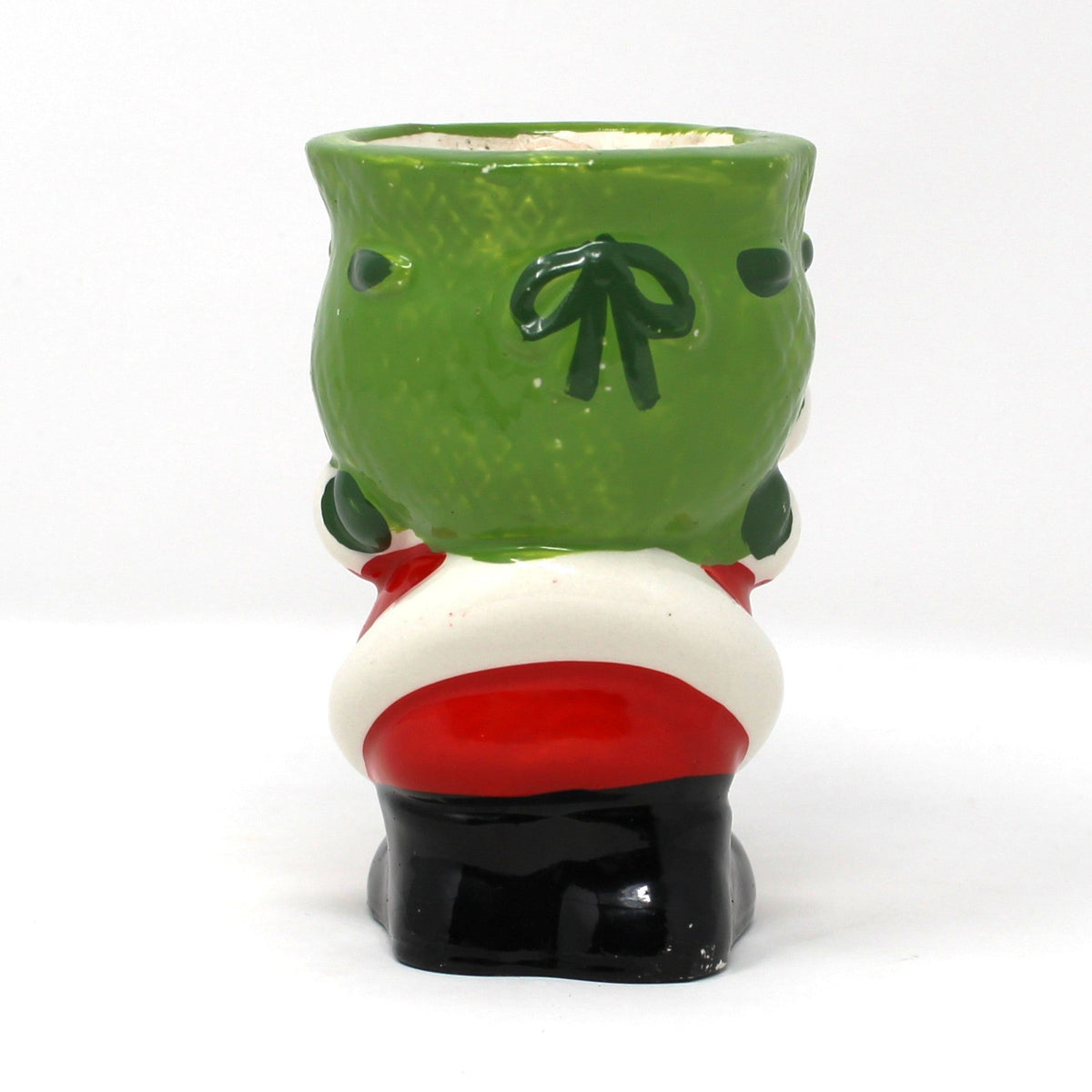 Candle Holder: Figural Santa Claus with Green Sack, Tealight Size, Japan, Vintage 1950s