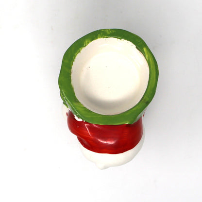 Candle Holder: Figural Santa Claus with Green Sack, Tealight Size, Japan, Vintage 1950s
