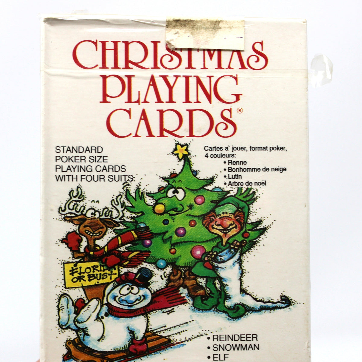 Playing Cards: Christmas Reindeer, Snowman, Elf & Tree Suits, Sealed, Novelty Playing Cards, Hong Kong, 1986