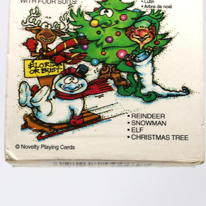 Playing Cards: Christmas Reindeer, Snowman, Elf & Tree Suits, Sealed, Novelty Playing Cards, Hong Kong, 1986