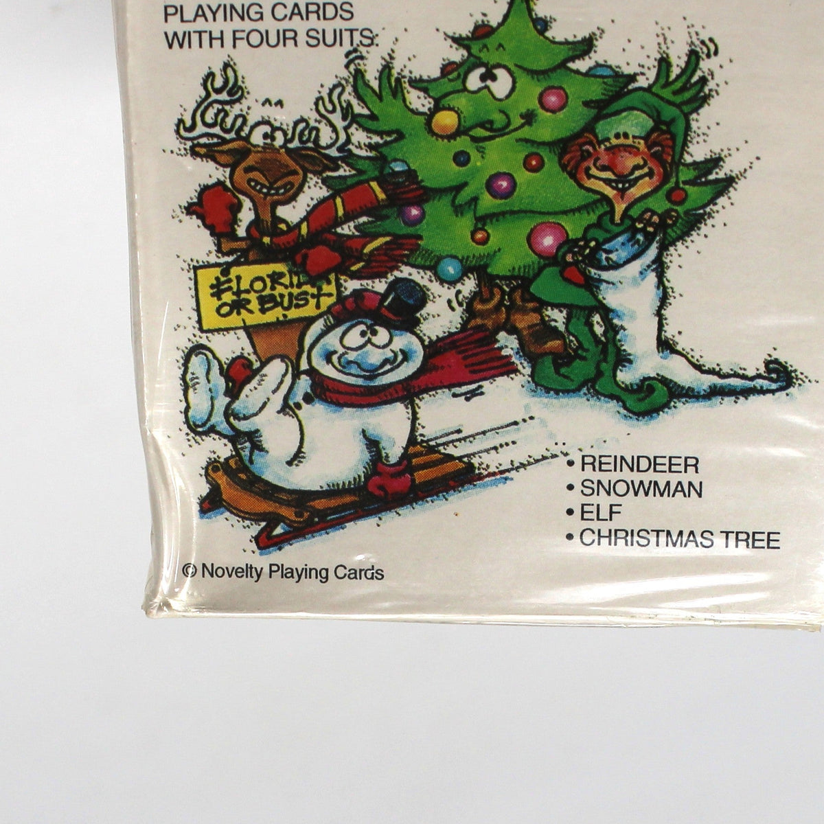 Playing Cards: Christmas Reindeer, Snowman, Elf & Tree Suits, Sealed, Novelty Playing Cards, Hong Kong, 1986