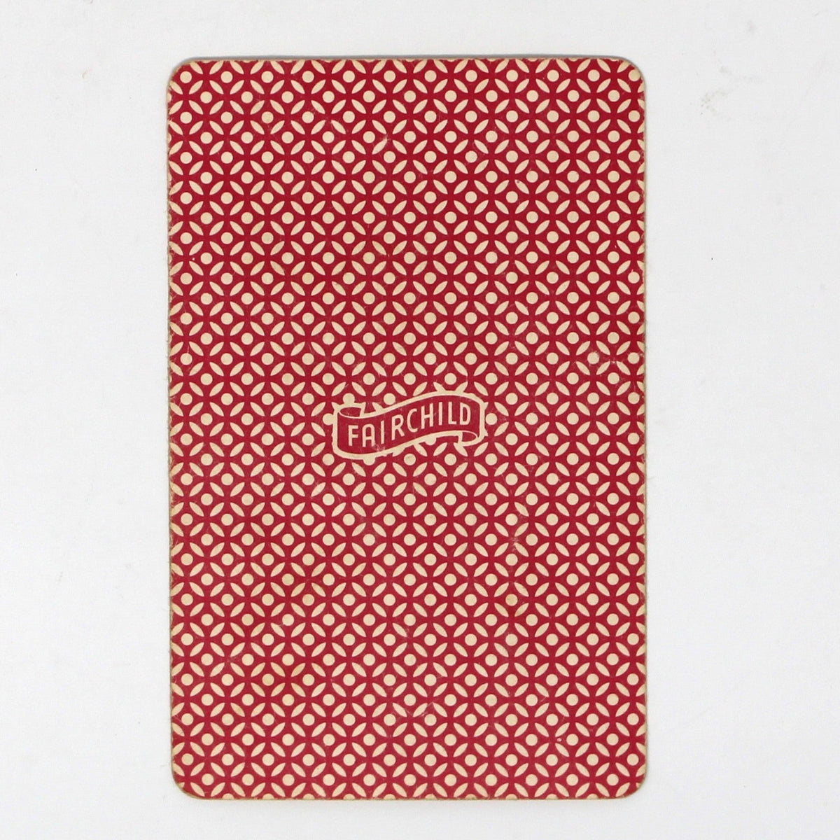 back of red and white Fairchild Old Maid Card