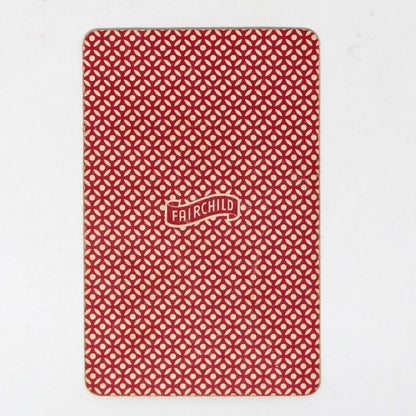 back of red and white Fairchild Old Maid Card