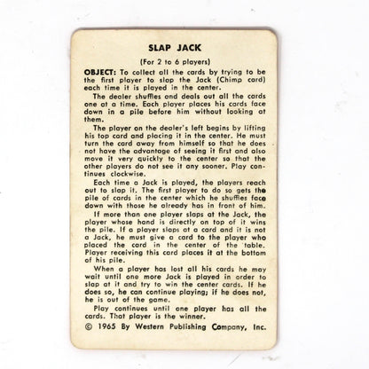 vintage Slap Jack card with Object of game and instructions dated 1965 by Western Publishing Co