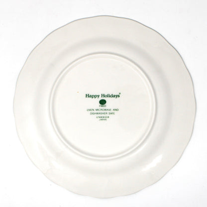 Dessert / Salad Plates: NIKKO Happy Holidays, Set of Four in Box, Ironstone, Vintage Japan 1980s