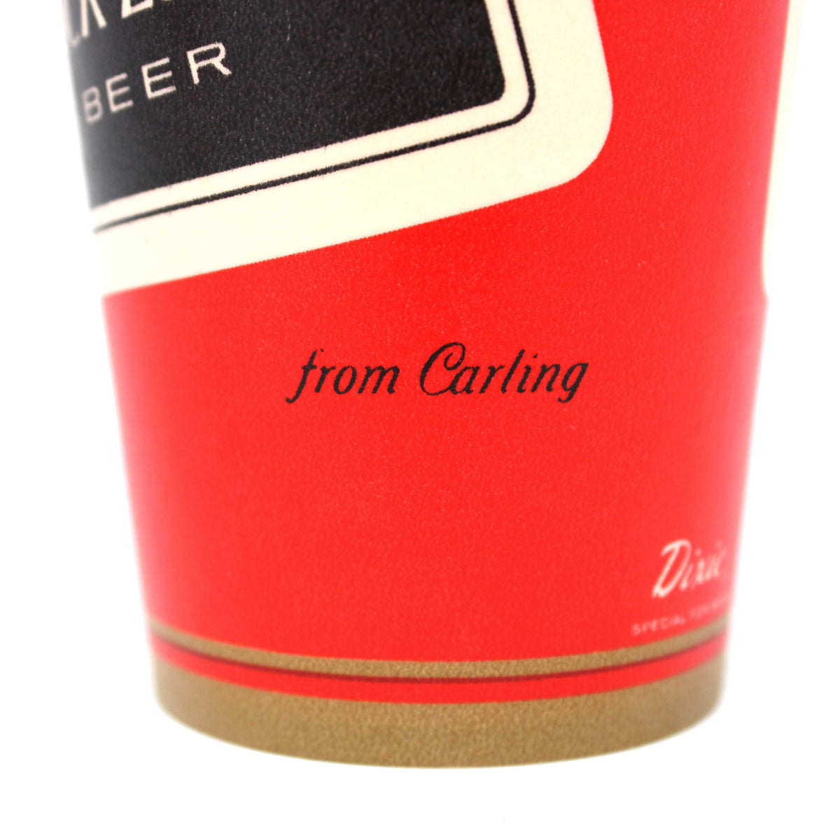close up of vintage carling black label beer paper cup