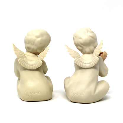 Figurines: HomCo Angels, Set of 2, Signed Mizuno, Porcelain Bisque, Mexico, Vintage 1991