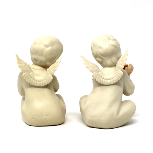 Figurines: HomCo Angels, Set of 2, Signed Mizuno, Porcelain Bisque, Mexico, Vintage 1991