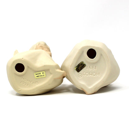 Figurines: HomCo Angels, Set of 2, Signed Mizuno, Porcelain Bisque, Mexico, Vintage 1991