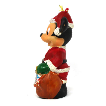 Ornament: Disney Mickey Mouse as Santa Claus, Waving with Toy Sack, Vintage 1980s