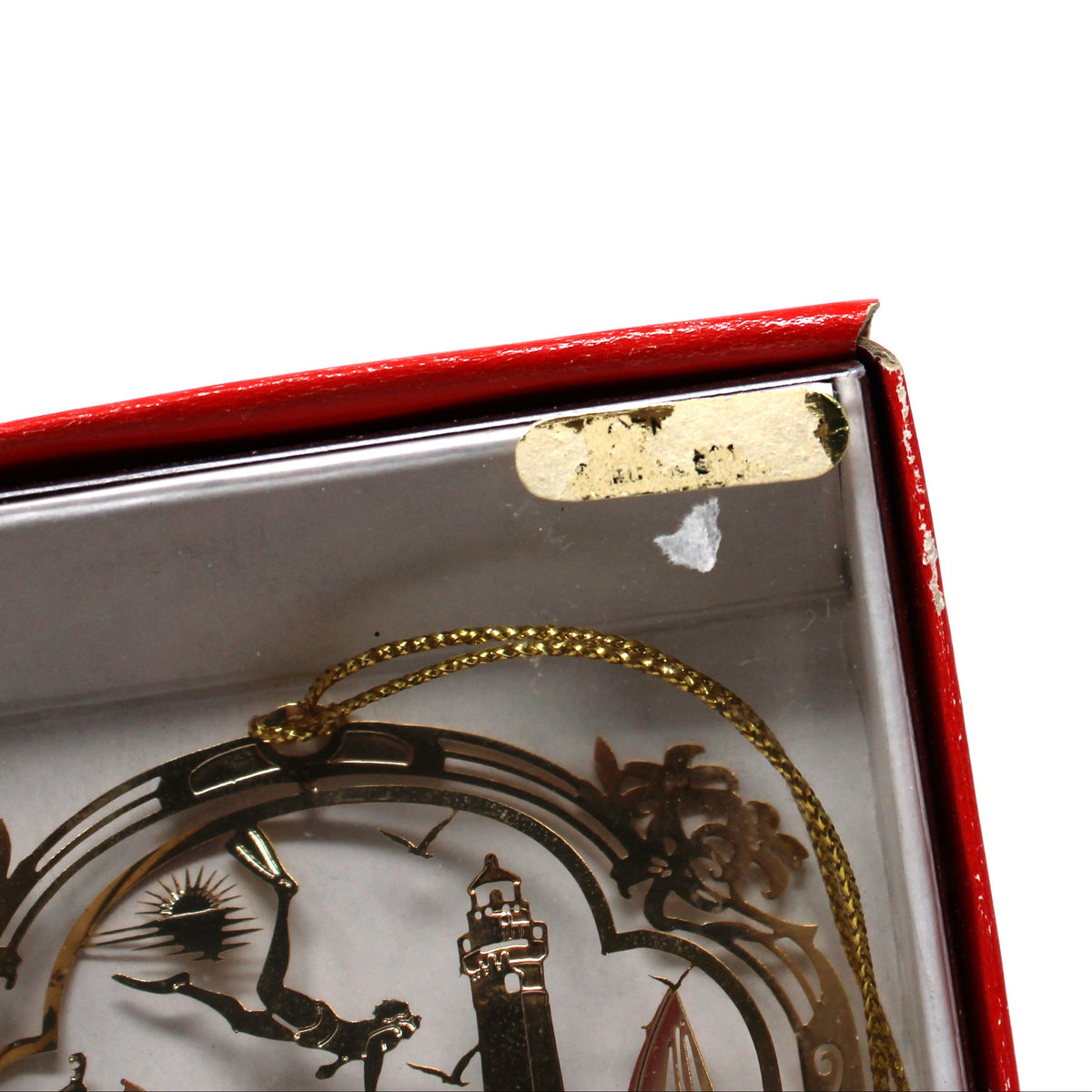 Ornament: Traverse City Michigan Souvenir, 24KT Gold Finished Brass, Vintage Christmas 1990s