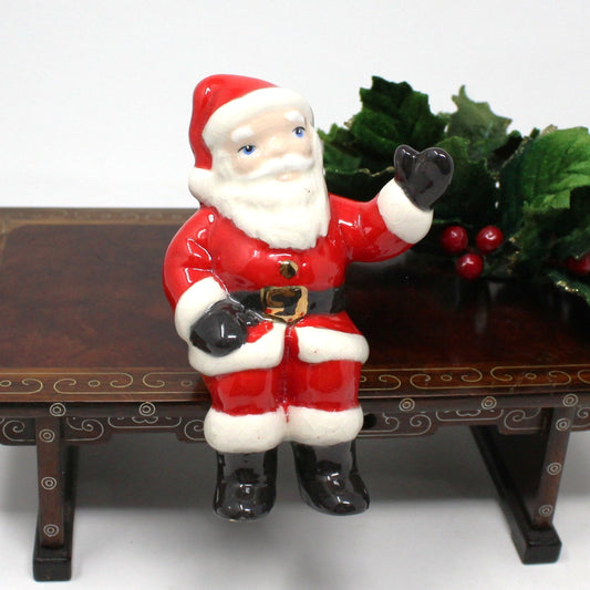 Shelf Sitters, Santa Claus, Ceramic Hand Painted, Figurine, Vintage
