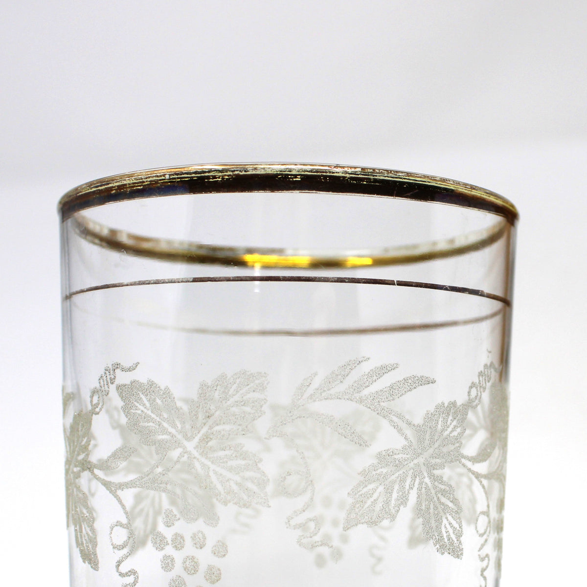 Tumblers: Bartlett Collins, Golden Grapes 806, Frosted White Grapes, Set of 2, Vintage 1947