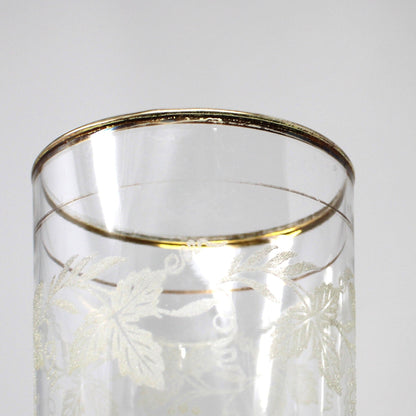Tumblers: Bartlett Collins, Golden Grapes 806, Frosted White Grapes, Set of 2, Vintage 1947