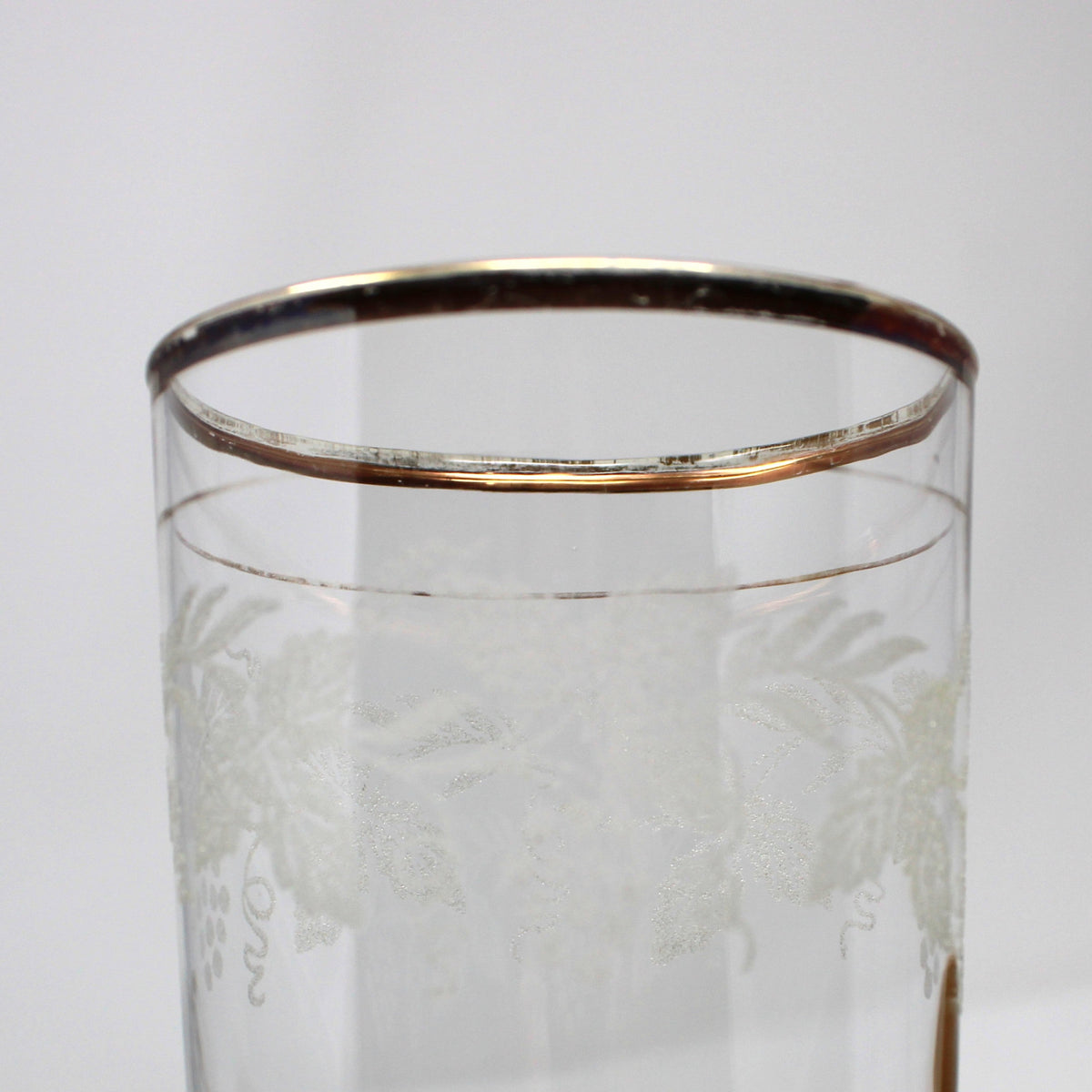 Tumblers: Bartlett Collins, Golden Grapes 806, Frosted White Grapes, Set of 2, Vintage 1947
