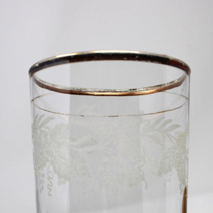 Tumblers: Bartlett Collins, Golden Grapes 806, Frosted White Grapes, Set of 2, Vintage 1947
