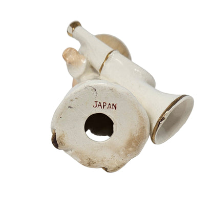 Figurine, Musician Boy with Trumpet, Hand Painted Japan Porcelain, Vintage