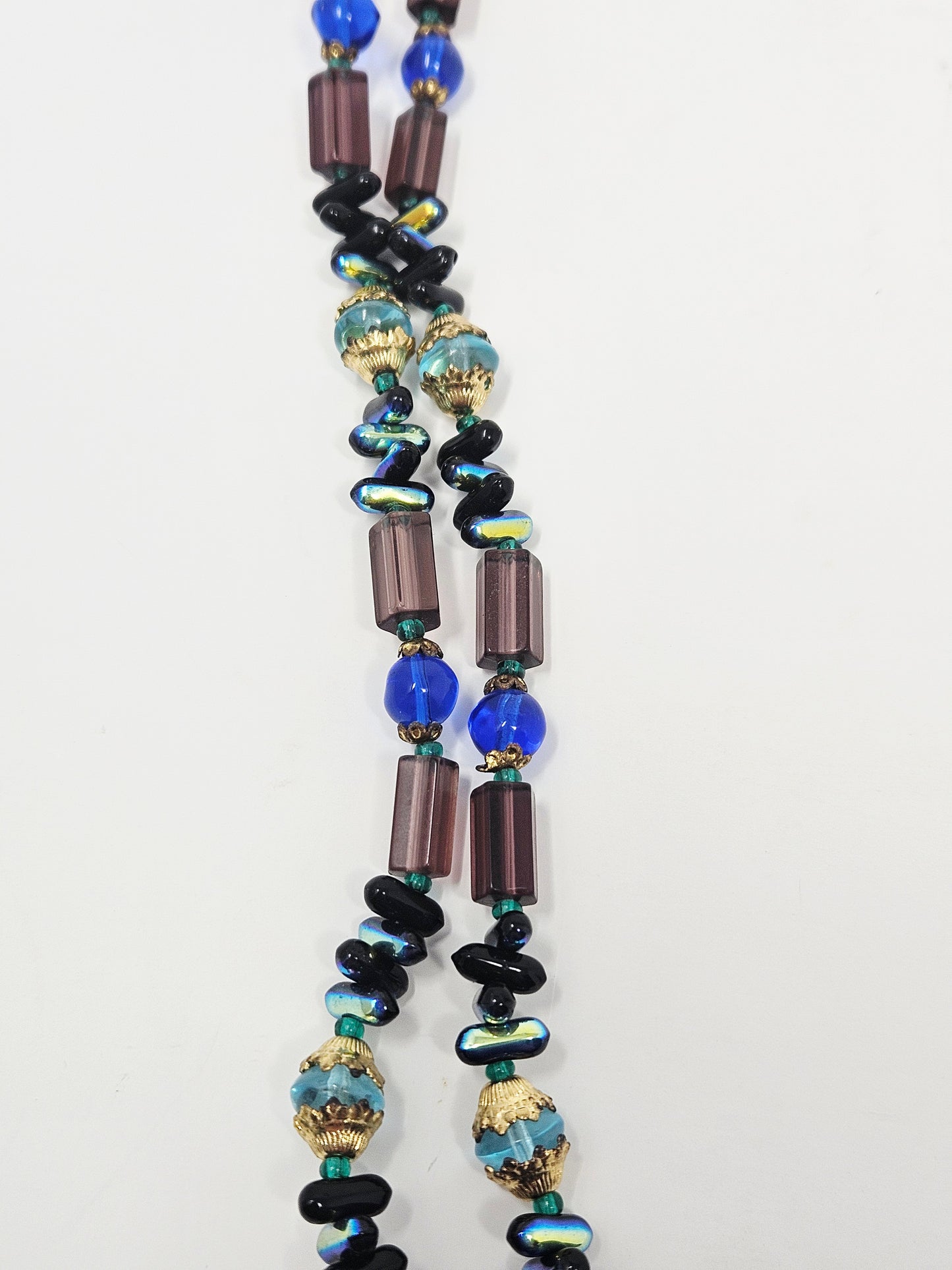 Necklace, Bohemian Glass Beaded Opera Necklace, 47" Long, Vintage