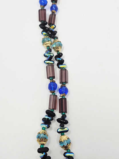 Necklace, Bohemian Glass Beaded Opera Necklace, 47" Long, Vintage