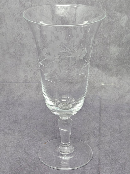 Glasses, Cocktail / Sherry / Liqueur Glasses, Blown Glass, Footed, Etched Florals, Set of 6, Vintage